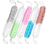BRUBAKER Lot de 5 Eponges de bain Eponge de douche - Savon pour le dos avec dragonnes - Eponge exfoliante pour le dos - 80 g de frotteur pour le dos Eponge exfoliante