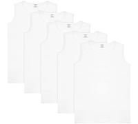 BRUBAKER Lot de 5 Maillot de Corps - Homme - avec Col Rond - Muscle Shirt - Coton Peigné (Lisse) - Extra Long - sans Couture - Blanc - L