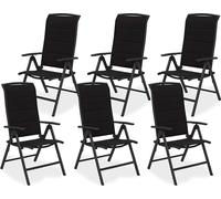 BRUBAKER Lot de 6 chaises de jardin Milano - Chaises à dossier haut pliables - Dossier réglable en 8 positions - Chaises pliantes en aluminium - Résistant aux intempéries - Anthracite