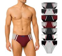 BRUBAKER Lot de 7 slips de sport pour hommes - Slips colorés en coton - Caleçons rétro sans ouverture, mélange de couleurs rouge noir gris blanc, taille L