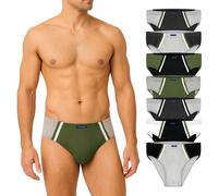 BRUBAKER Lot de 7 slips de sport pour hommes - Slips colorés en coton - Culotte rétro sans ouverture, mélange de couleurs Olive Noir Gris Blanc, taille M
