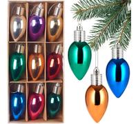 BRUBAKER Lot de 9 boules de Noël - Ampoules de fête colorées - Multicolores