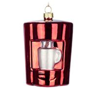 BRUBAKER Machine à Café Rouge - Boule de Noël en Verre Peinte à la Main pour Les Amateurs de Café et Les Buveurs de Café - 10,5 cm - Décoration de Noël Soufflée à la Bouche - Figure Pendentif