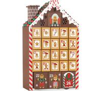 BRUBAKER Maison en pain d'épices Calendrier de l'Avent en bois avec 4 lumières LED 26,2 x 45 x 5,5 cm