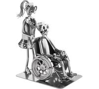 BRUBAKER Mâle à vis Infirmière avec un utilisateur de fauteuil roulant - Travail manuel de fer - Figurine en métal pour infirmières, aides-soignantes et infirmiers