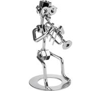 BRUBAKER Mâle à vis musicien avec trompette - Figurine artisanale en fer Mâle en métal Joueur de trompette - Cadeau pour trompettiste
