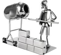 BRUBAKER Mâle à vis Ouvrier du bâtiment avec bétonnière - Travail manuel Figure métallique Construction de maison Cadeau pour artisan, maçon et constructeur de maison
