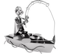 BRUBAKER Mâle à vis Pêcheur en bateau - Figurine en fer à la main Mâle en métal Pêche - Figurine en métal idée cadeau pour pêcheurs et pêcheuses