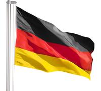 BRUBAKER Mât de drapeau en aluminium avec drapeau allemand - Mât de drapeau 6 m avec douille de terre pour le jardin et le camping + drapeau allemand 150 x 90 cm