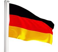 BRUBAKER Mât de Drapeau en Aluminium - Hauteur 4 m - Drapeau Allemande 150 x 90 cm Inclus - Kit Complet avec Fourreau de Fixation