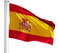 BRUBAKER Mât de drapeau en Aluminium - Hauteur 4 m - Drapeau Espagne 150 x 90 cm inclus - Kit complet avec Fourreau de fixation