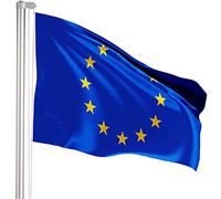 BRUBAKER Mât de Drapeau en Aluminium - Hauteur 6 m - Drapeau Europe 150 x 90 cm Inclus - Kit Complet avec Fourreau de Fixation