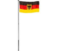 Brubaker Mât de drapeau en aluminium Mât de drapeau 4 m avec drapeau Allemagne + drapeau Allemagne avec aigle 150 x 90 cm et douille au sol