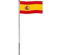 Brubaker Mât de drapeau en aluminium Mât de drapeau 4 m avec drapeau Allemagne + drapeau Espagne 150 x 90 cm et douille au sol