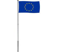 Brubaker Mât de drapeau en aluminium Mât de drapeau 4 m avec drapeau Allemagne + drapeau Europe 150 x 90 cm et douille au sol
