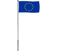 Brubaker Mât de drapeau en aluminium Mât de drapeau 6 m avec drapeau Allemagne + drapeau Europe 150 x 90 cm et douille au sol