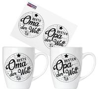 BRUBAKER "Meilleure grand-mère Meilleur grand-père du monde" Set de tasses en céramique - carte de vœux et paquet cadeau