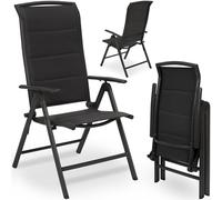 BRUBAKER Milano Chaise de Jardin Pliante - Chaise à Dossier Haut réglable en 8 Positions - Rembourré - Imperméable - Aluminium - Anthracite