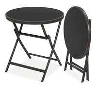 BRUBAKER Milano Table de Jardin Pliante en Verre Ronde - Diamètre Ø 70 cm - Imperméable - Aluminium Anthracite