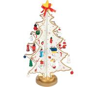 BRUBAKER Mini Sapin de Noël en Bois - Petit Sapin à Décorer - Arbre de Noël Décoration de Table pour Noël avec Ornements d'arbre - Décoration de Noël pour Table et Rebord de Fenêtre - Blanc