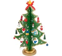 BRUBAKER Mini sapin de Noël en bois - Sapin à décorer - Arbre de Noël Décoration de table Petit pour Noël y compris les décorations pour l'arbre - Décoration de Noël, Vert