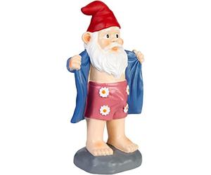 BRUBAKER Nain de Jardin avec Érection - Nain Pervers avec Peignoir et Culotte à Fleurs - Figure de Jardin - Drôle Décoration Résistante aux Intempéries pour Jardin et Camping - 24 cm