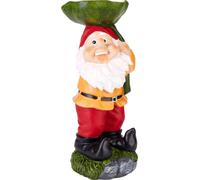 BRUBAKER Nain de jardin avec feuille pour l'eau, la pluie et la nourriture pour oiseaux - Nain joyeux - Figure de jardin Drôle - Décoration Résistant aux intempéries pour le jardin Camping - Décoratio