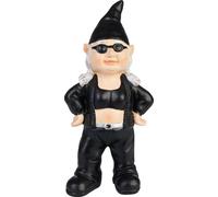 BRUBAKER Nain de jardin Bikeuse cool noir - Femme naine rocker avec lunettes de soleil - Figure de jardin Drôle - Décoration Résistant aux intempéries pour le jardin Camping - Décoration de jardin pou