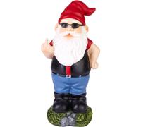 BRUBAKER Nain de jardin doigt du milieu - Nain insolent avec lunettes de soleil - Figure de jardin Drôle - Décoration Résistant aux intempéries pour le jardin Camping - Décoration de jardin pour l'ext