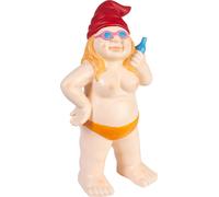 BRUBAKER Nain de jardin Femme nue - Femme naine naturiste avec lunettes de soleil à bière - Figure de jardin libertine Nudiste Drôle - Décoration Résistant aux intempéries pour le jardin Camping - Déc