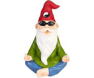 BRUBAKER Nain de Jardin Méditation avec Majeurs - Nain Yin et Yang Cool Méditant - Figurine de Jardin - Drôle Décoration Résistante aux Intempéries pour Extérieur Jardin et Camping - 20 cm
