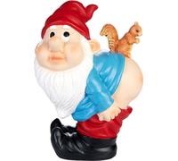 BRUBAKER Nain de jardin montre son derrière - Nain coquin Pantalon baissé avec écureuil - Figure de jardin Drôle - Décoration Résistant aux intempéries pour le jardin Camping - Décoration de jardin po