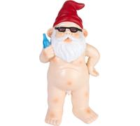 BRUBAKER Nain de jardin nu - Nain naturiste avec bière et lunettes de soleil - Figure de jardin libertine Nudiste Drôle - Décoration Résistant aux intempéries pour le jardin Camping - Décoration de ja