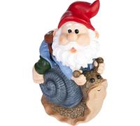 BRUBAKER Nain de jardin sur coquille d'escargot - Nain avec escargot joyeux - Figure de jardin Drôle - Décoration Résistant aux intempéries pour le jardin Camping - Décoration de jardin pour l'extérie