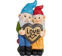 BRUBAKER Nains de jardin Couple d'amoureux - Couple de nains amoureux sur des champignons mouches avec Love Herz - Figure de jardin Drôle - Décoration Résistant aux intempéries pour le jardin Camping