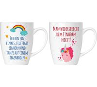 BRUBAKER "On ne contredit pas la licorne" Set de tasses en céramique - carte de vœux et paquet cadeau