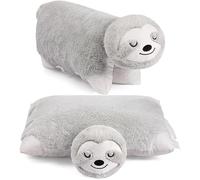BRUBAKER Oreiller en peluche paresseux - 2 en 1 - 40 x 30 cm - Coussin décoratif pliable pour enfants - Gris