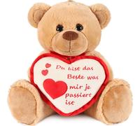 BRUBAKER Ours en peluche avec coeur Rouge Beige - Tu es la meilleure chose ... - 35 cm - Ours en peluche Nounours doudou - Marron clair