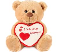 BRUBAKER Ours en peluche avec cœur Rouge Beige - Personne préférée - 25 cm - Teddy Bear Peluche Doudou - Marron Marron clair