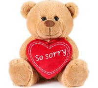 BRUBAKER Ours en peluche avec cœur rouge - So Sorry - 25 cm Ours en peluche - Cadeau d'excuse en peluche - Peluche brune
