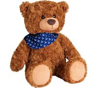 BRUBAKER Ours en peluche avec foulard ancre bleu - 42 cm - Vintage Teddy Bear peluche doudou - doudou avec fourrure très douce - peluche brune