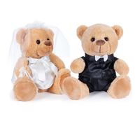BRUBAKER Ours en Peluche Couple de Mariés avec Costume et Robe de Mariée - Set d'ours en Peluche Mariée et Marié - Cadeau pour Mariage et Fiançailles - Cadeau pour Les Couples de Mariés - 25 cm
