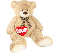 BRUBAKER Ours en peluche géant XXL 150 cm Beige avec un cœur en peluche 'LOVE