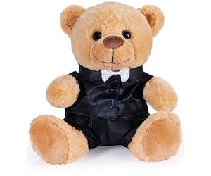 BRUBAKER Ours en Peluche Groom en Costume - Teddy Cadeau pour Mariage, Fiançailles et Enterrement de Vie de Jeune Fille - Cadeau de Mariage Ours en Peluche avec Noeud Papillon - 25 cm