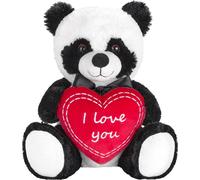 BRUBAKER Ours en Peluche Panda avec Coeur Rouge - I Love You - 25 cm - Peluche Panda - Peluche Ours en Peluche - Jouet Doux Noir Blanc