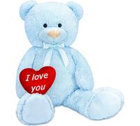 BRUBAKER Ours en peluche XXL 100 cm avec cœur "I Love You" Jouet en peluche, bleu