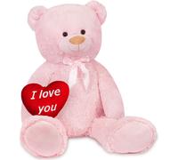 BRUBAKER Ours en peluche XXL 100 cm avec cœur "I Love You" Jouet en peluche, rose