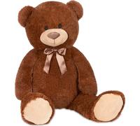 BRUBAKER Ours en peluche XXL 100 cm avec cœur "Love" et nœud - Jouet en peluche grand modèle, marron