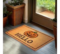 BRUBAKER Paillasson de Halloween pour Extérieur et Intérieur - Hello avec Citrouille Effrayante - 45 x 75 cm Tapis de Propreté 100% Coco - Imperméable et Antidérapant pour Porte de Maison et Patio