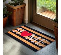 BRUBAKER Paillasson pour Extérieur et Intérieur - Home avec Cœur - 45 x 75 cm Tapis de Propreté 100% Coco - Paillasson Rayé Imperméable et Antidérapant pour Porte de Maison, Jardin et Patio